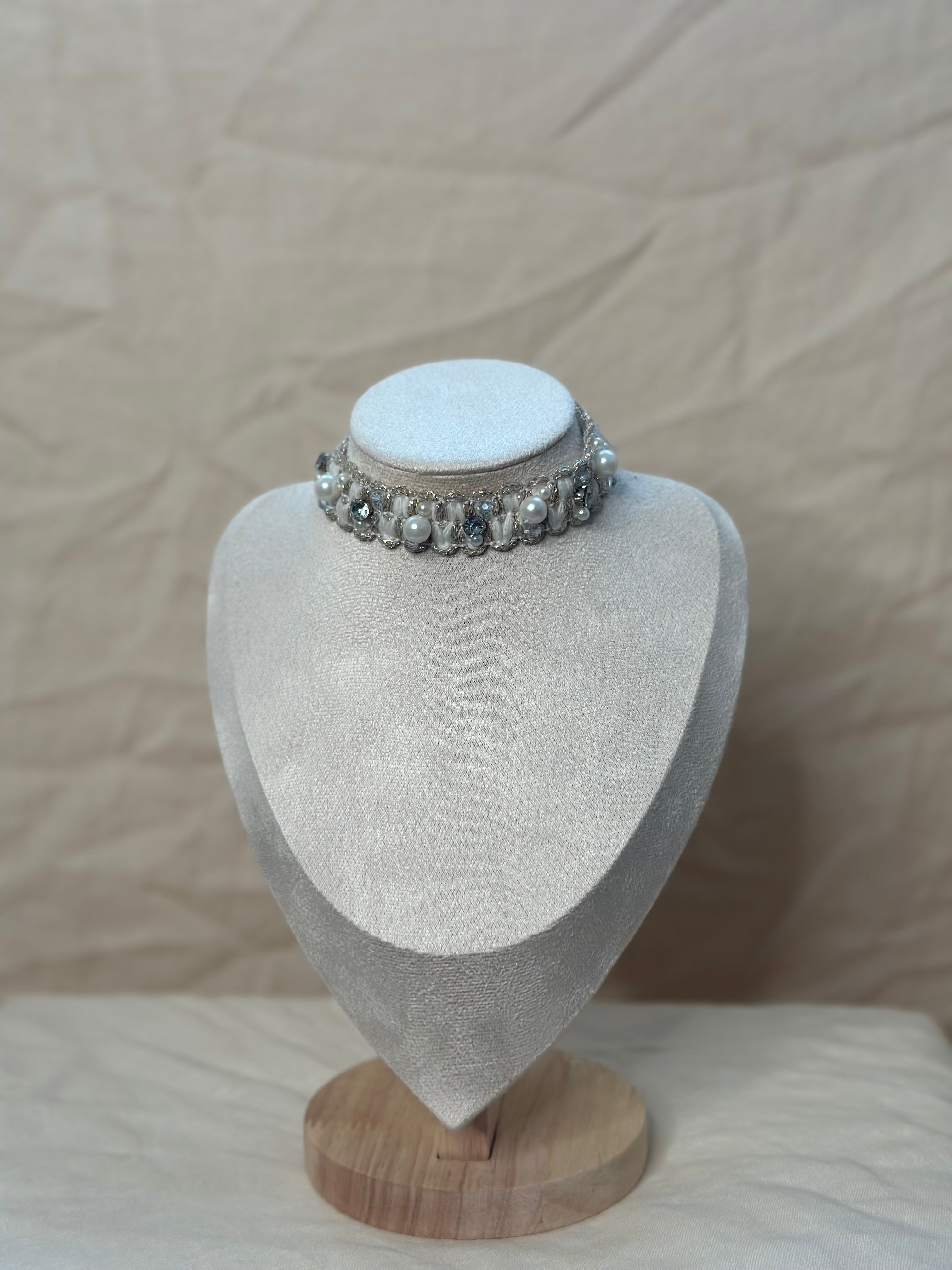 Choker Tweed Blanco Novias