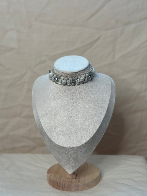 Choker Tweed Blanco Novias