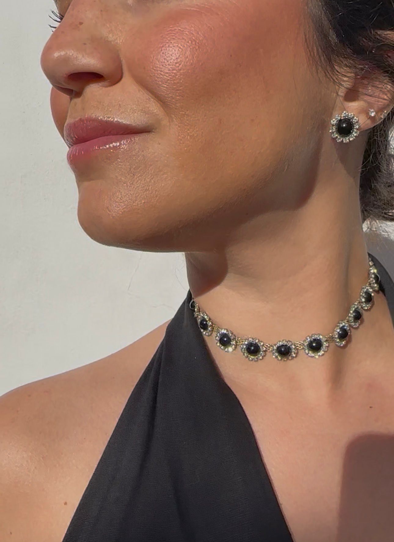 Choker piedra negra y brillo
