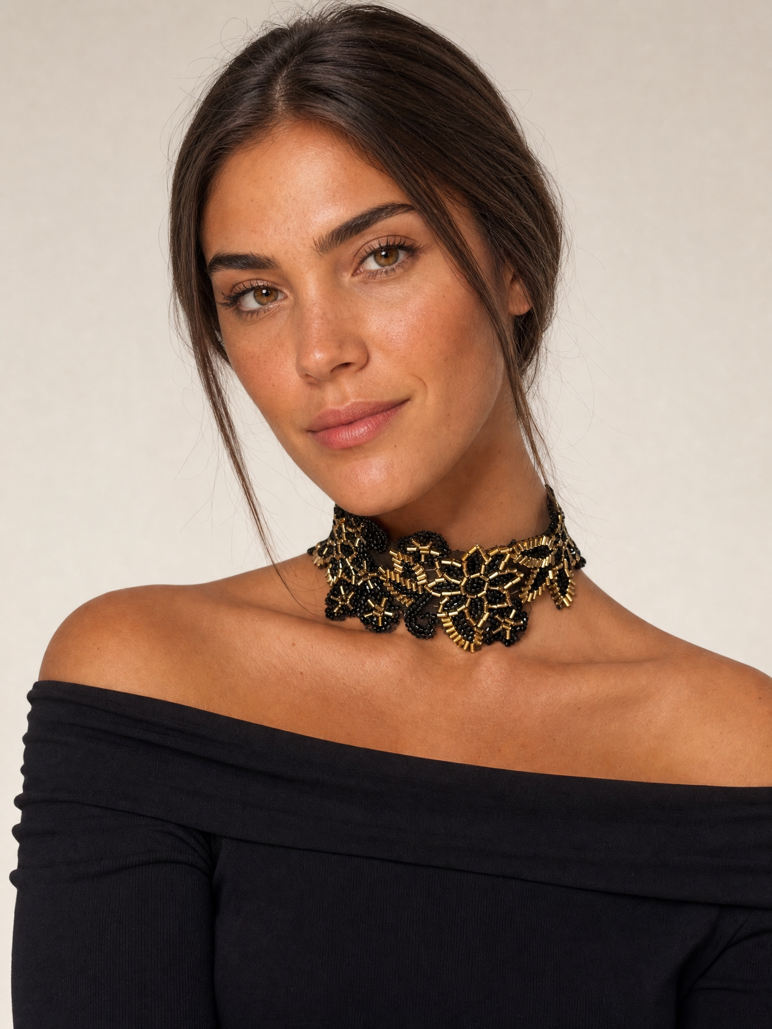 Choker Celia Negro y Dorado