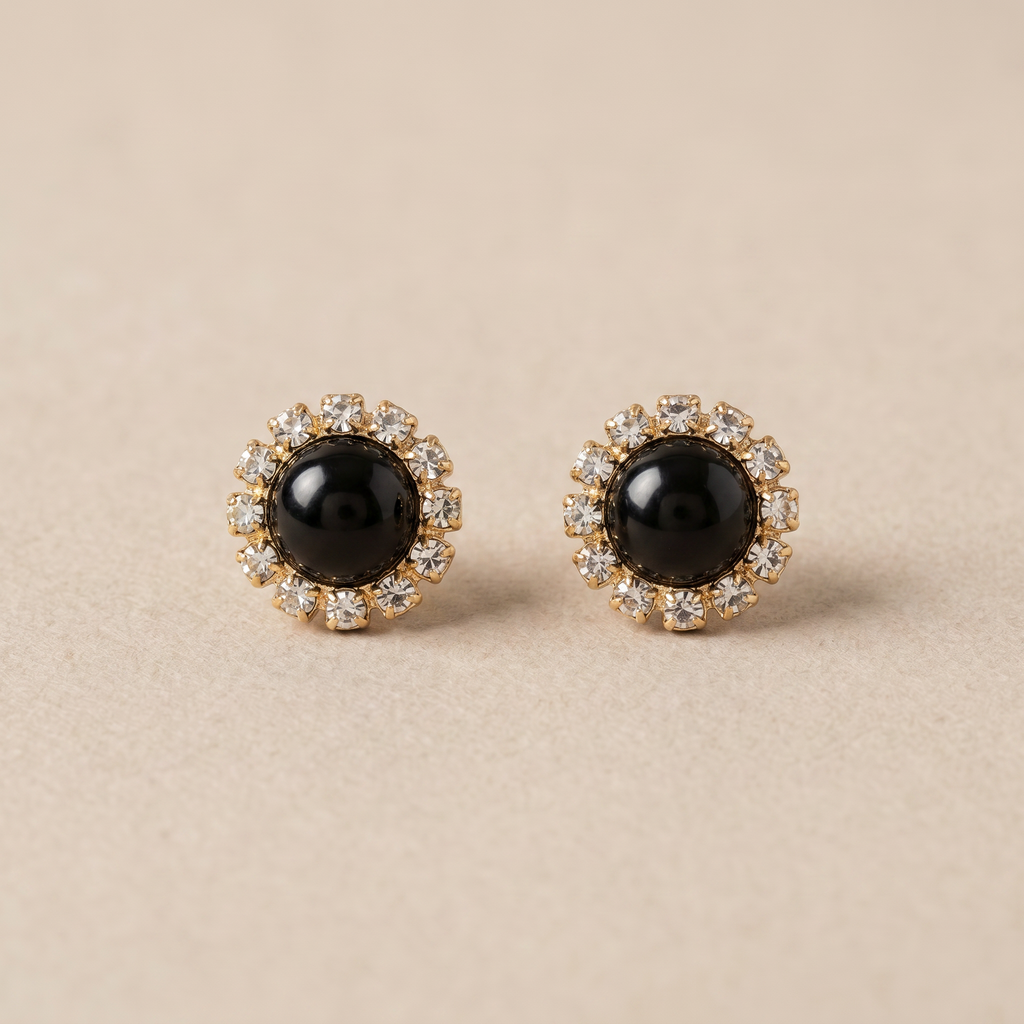 Pendientes negro con brillantes