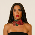 Choker rojo floral elegante para feria e invitadas de boda sofisticado