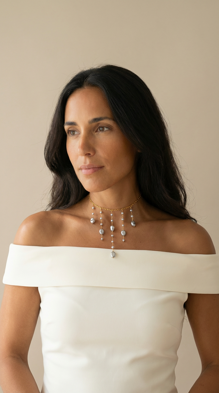 Collar dorado con perlas